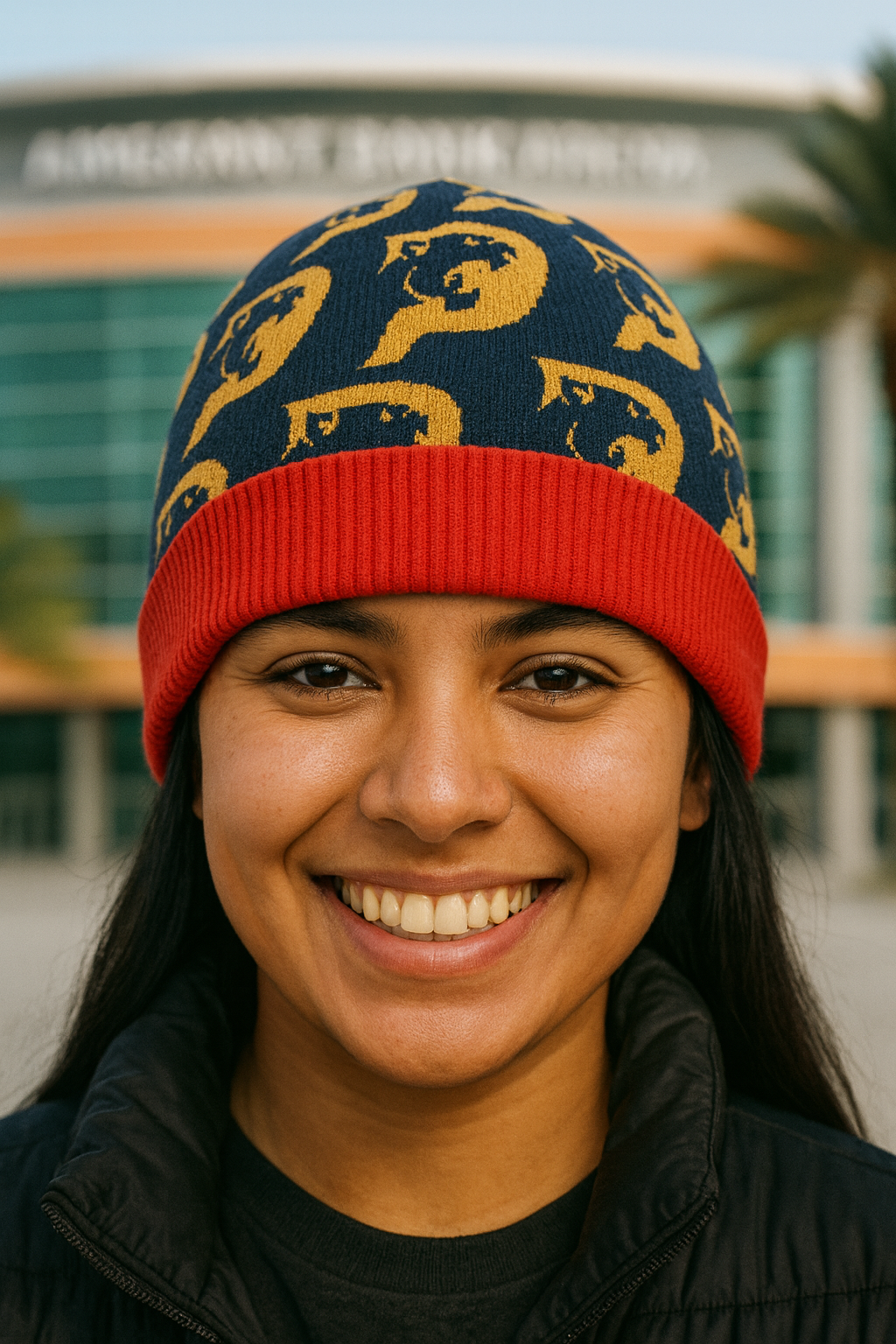 Sunrise Cat Knitted beanie